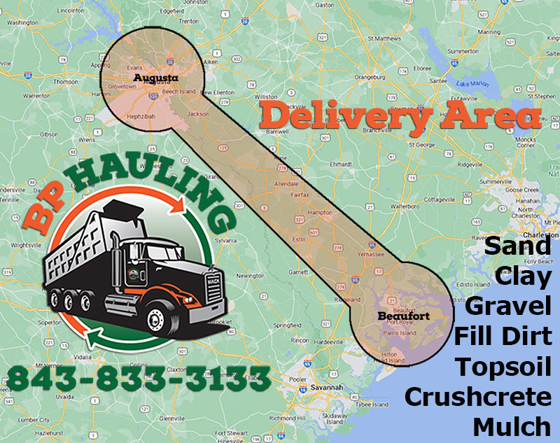 Delivery Zone for BP Hauling - Sand, Gravel, Topsoil, Fill Dirt